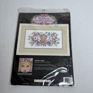 New Dimensions Ribbon Embroidery Kit Victorian Angel #1437 By Kimberly Stenbo